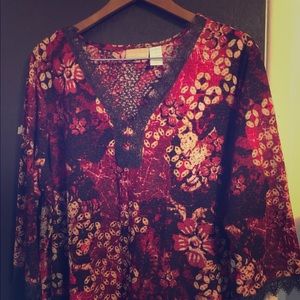 'Soft Focus' Boucle/Lace Tunic (Plus)